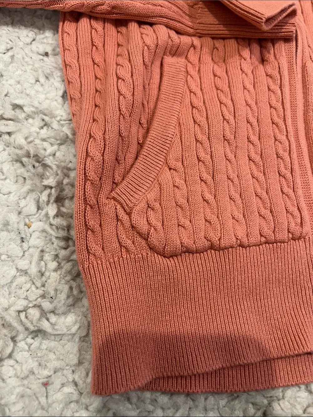 Ralph Lauren Cable-Knit Hooded Zip Sweater - Coral